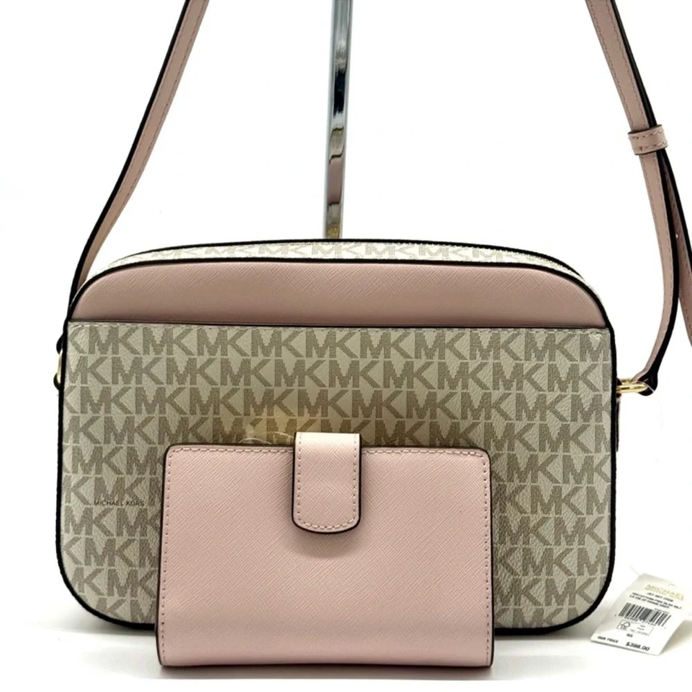 Michael Kors Large EW Zip Chain Xbody Crossbody Bag & Matching Bifold Wallet